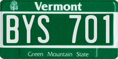 VT license plate BYS701