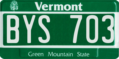VT license plate BYS703