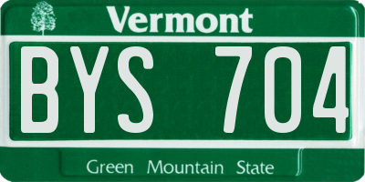 VT license plate BYS704