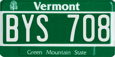 VT license plate BYS708