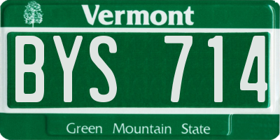 VT license plate BYS714