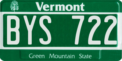 VT license plate BYS722