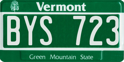 VT license plate BYS723