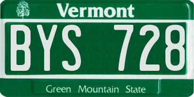 VT license plate BYS728