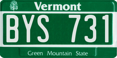 VT license plate BYS731