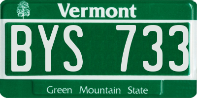 VT license plate BYS733