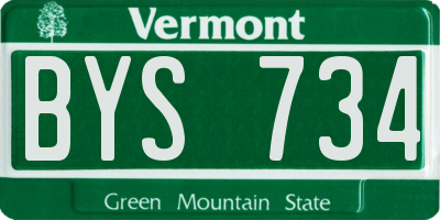 VT license plate BYS734
