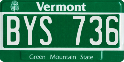 VT license plate BYS736
