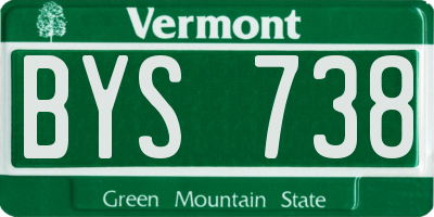 VT license plate BYS738