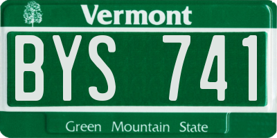 VT license plate BYS741