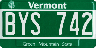 VT license plate BYS742