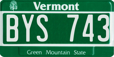 VT license plate BYS743