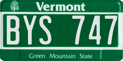 VT license plate BYS747