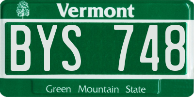 VT license plate BYS748