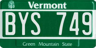 VT license plate BYS749