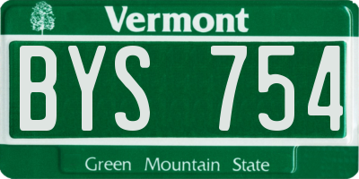 VT license plate BYS754