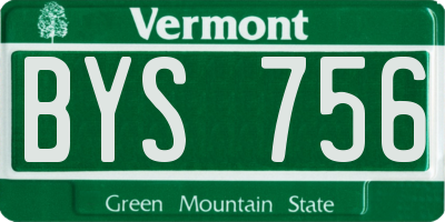 VT license plate BYS756
