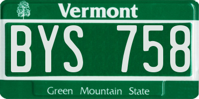 VT license plate BYS758