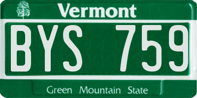 VT license plate BYS759