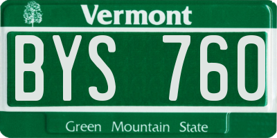 VT license plate BYS760