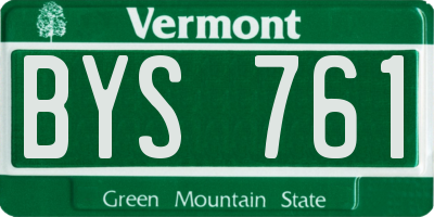 VT license plate BYS761