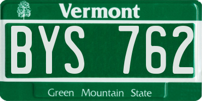 VT license plate BYS762