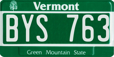 VT license plate BYS763