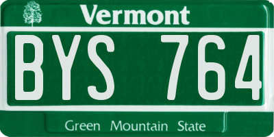 VT license plate BYS764