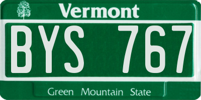 VT license plate BYS767