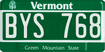 VT license plate BYS768