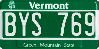 VT license plate BYS769