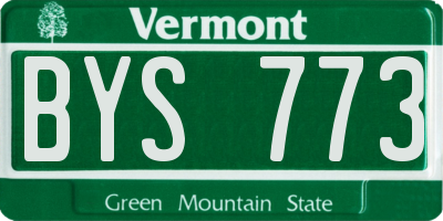 VT license plate BYS773