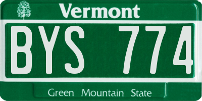 VT license plate BYS774