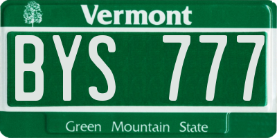 VT license plate BYS777