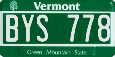 VT license plate BYS778