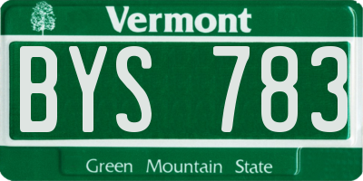 VT license plate BYS783