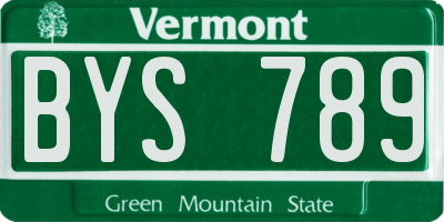 VT license plate BYS789