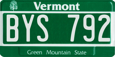 VT license plate BYS792