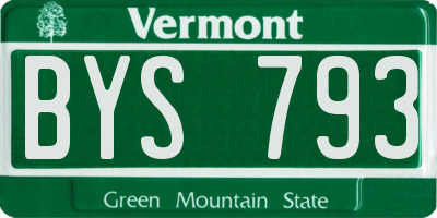 VT license plate BYS793