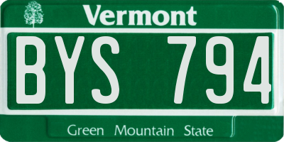 VT license plate BYS794