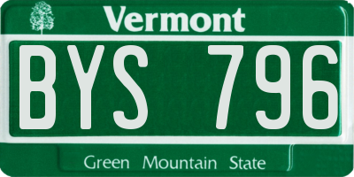 VT license plate BYS796