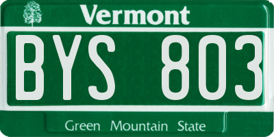 VT license plate BYS803