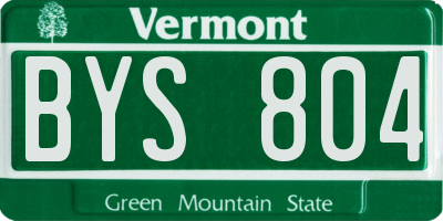 VT license plate BYS804