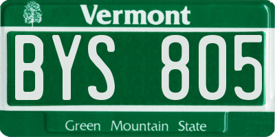 VT license plate BYS805