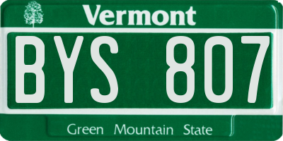 VT license plate BYS807
