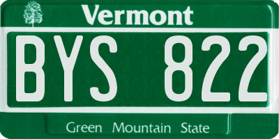 VT license plate BYS822