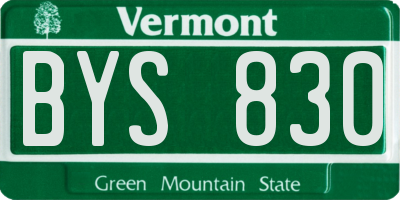 VT license plate BYS830