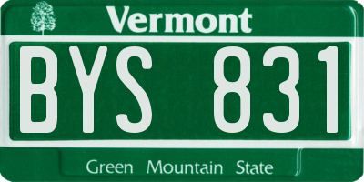 VT license plate BYS831