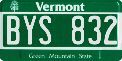 VT license plate BYS832