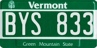 VT license plate BYS833